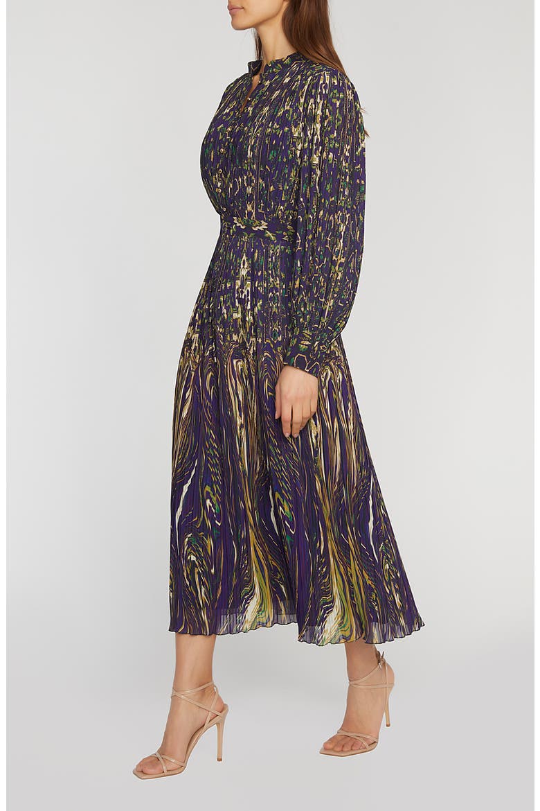 The Alamada Abstract Print Long Sleeve Chiffon Shirtdress, Alternate, color, STERLING PALACE PRINT