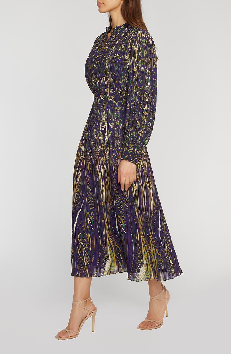Elie Tahari The Alamada Abstract Print Long Sleeve Chiffon Shirtdress, Alternate, color, 