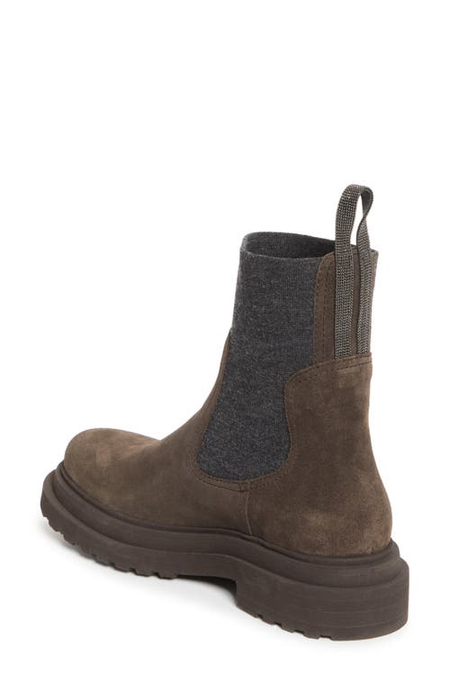 Brunello Cucinelli Cedar Brown Flat Shoes With Elasticated Side Panels And Rubber Sole In Multi
