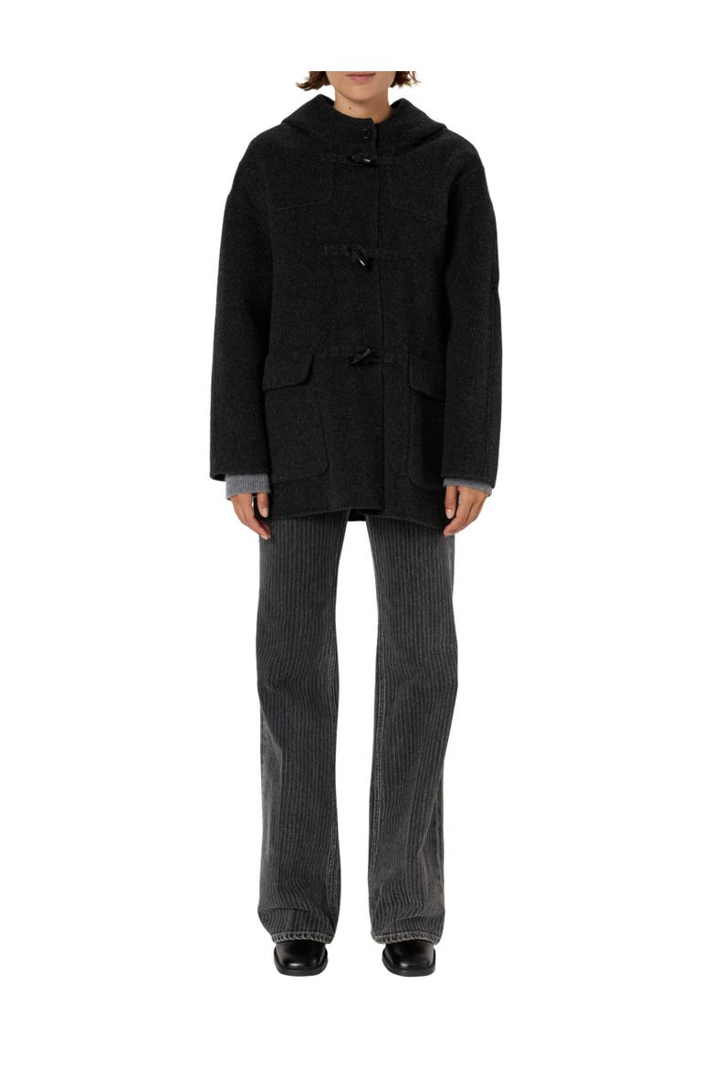 GERARD DAREL Malina Hooded Wool Coat, Alternate, color, Charcoal