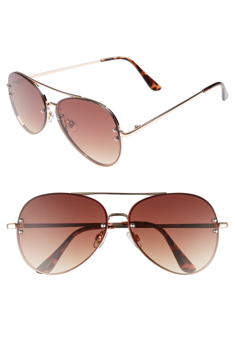 BP. 60mm Oversize Mirrored Aviator Sunglasses, Main, color,