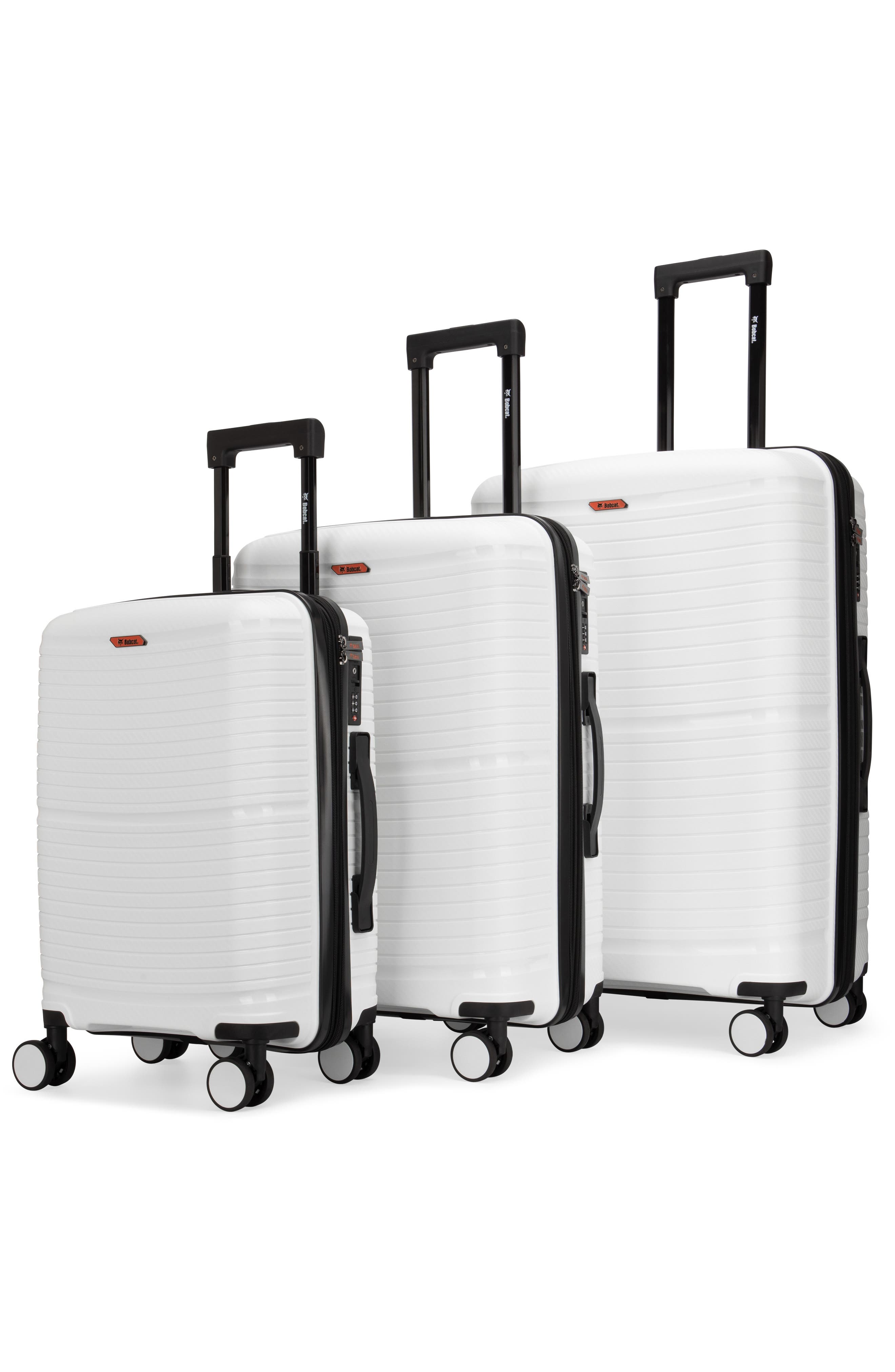Bobcat Trencher 3 Piece Expandable Spinner Luggage Set with TSA Lock, Alternate, color, White