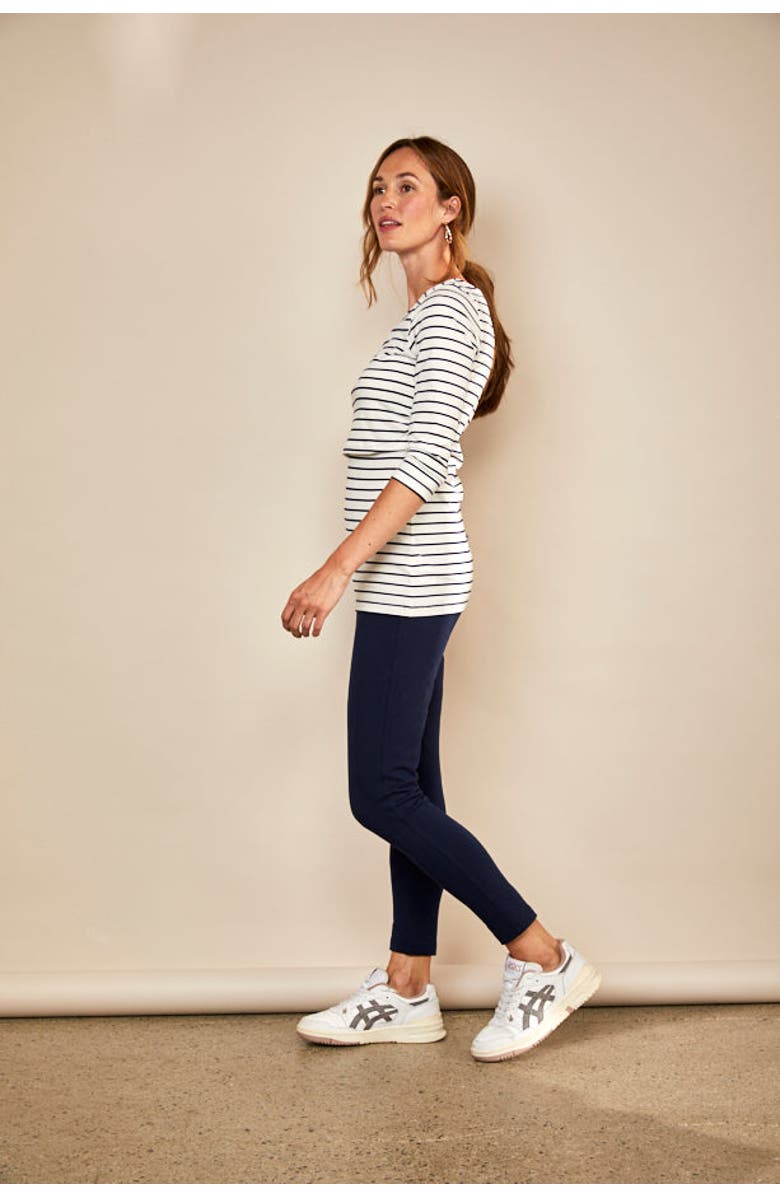 The Bshirt Nursing 3/4 Sleeve Top, Alternate, color, White / Navy Stripe