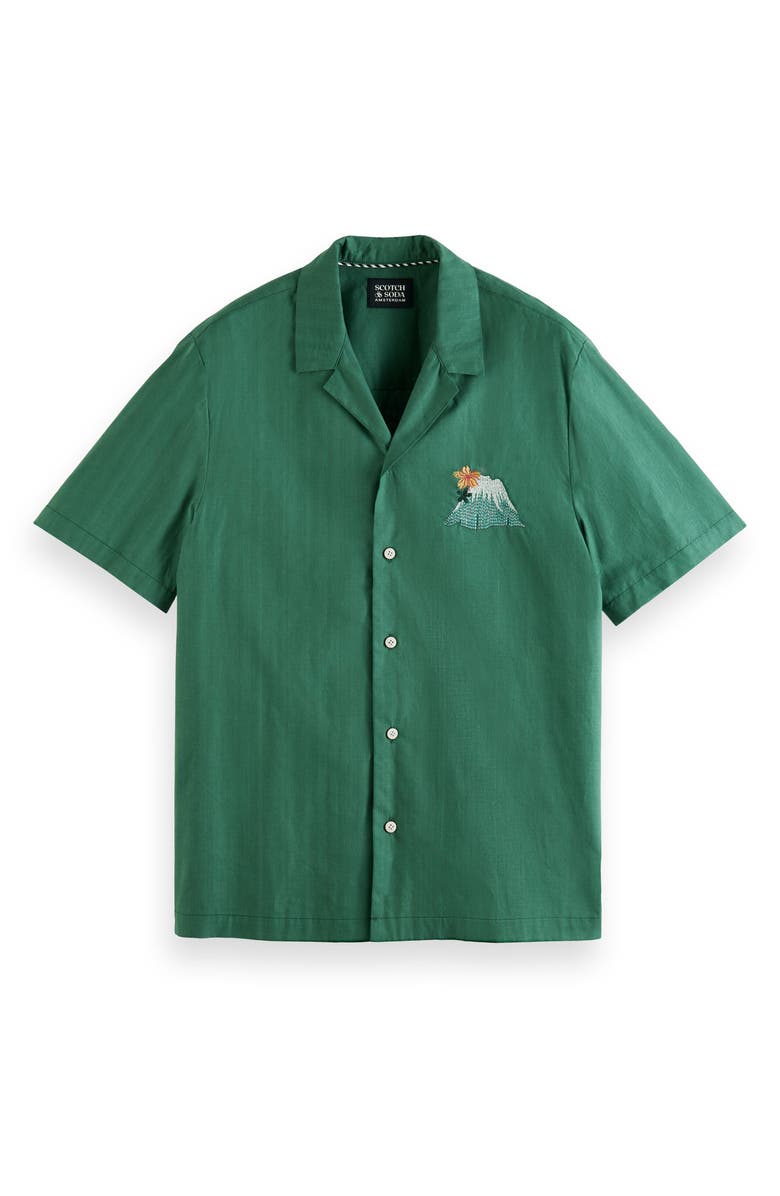 Scotch & Soda Sakura Embroidered Short Sleeve Button Up Shirt, Alternate, color, 