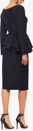 Long Sleeve Peplum Cocktail Dress