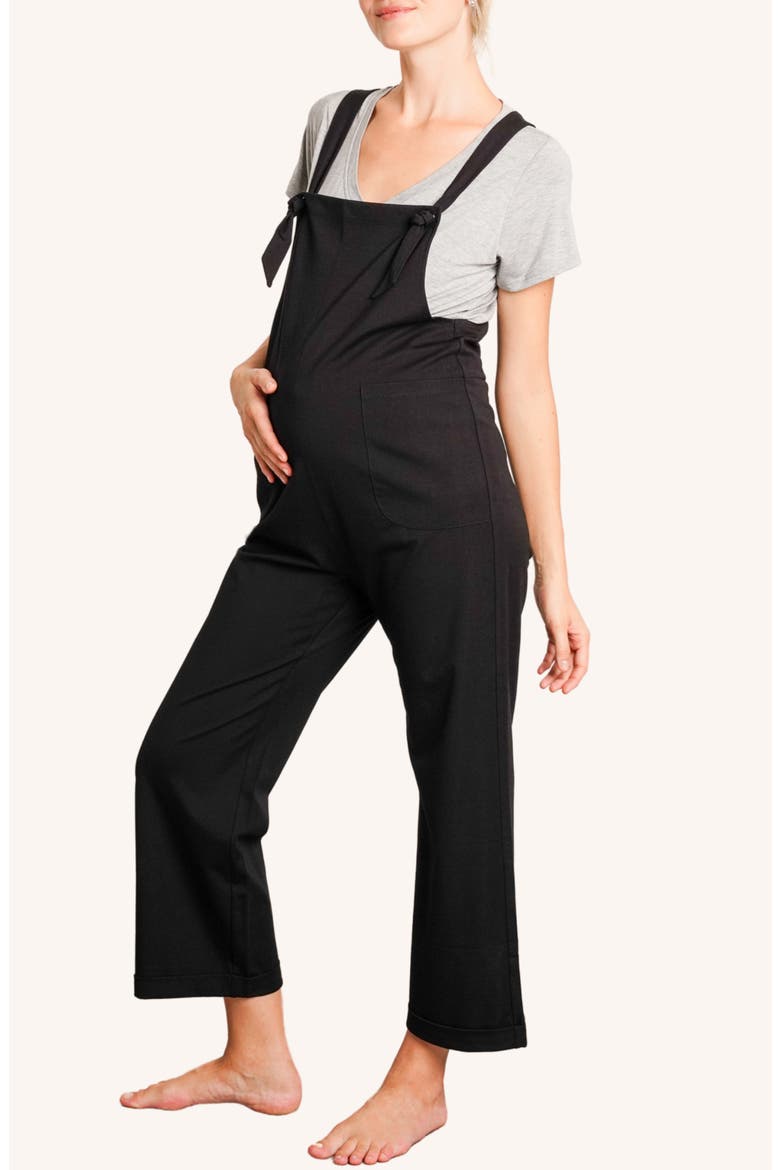 Imogen Maternity Overalls, Alternate, color, BLACK