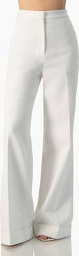 IVONNE Elegant High-Rise Wide-Leg Cuffed Tailored Trousers