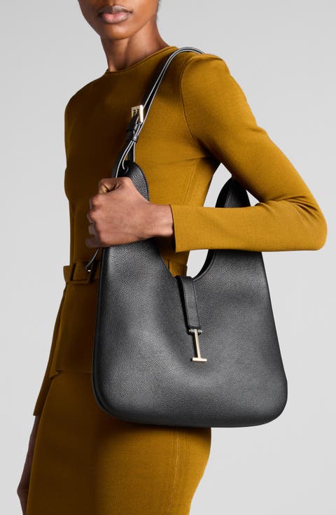 Medium Kara Grained Leather Hobo Bag