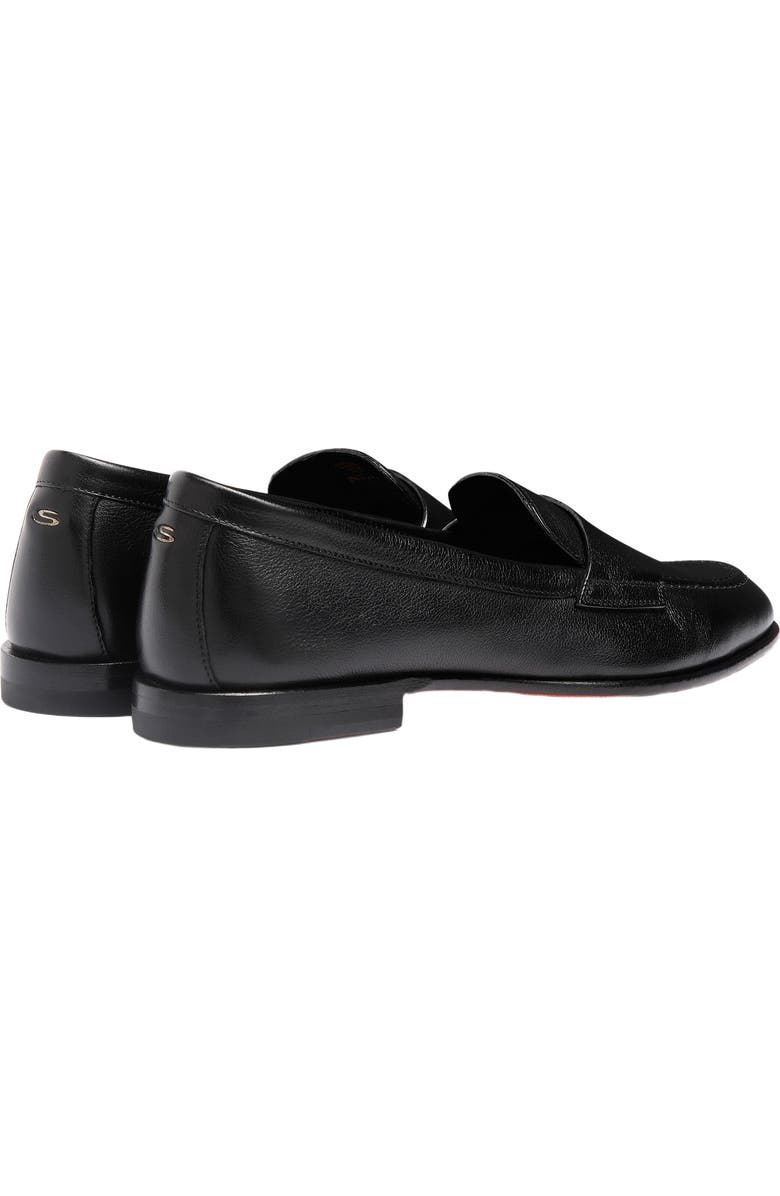Santoni Leather Penny Loafer, Alternate, color, Black