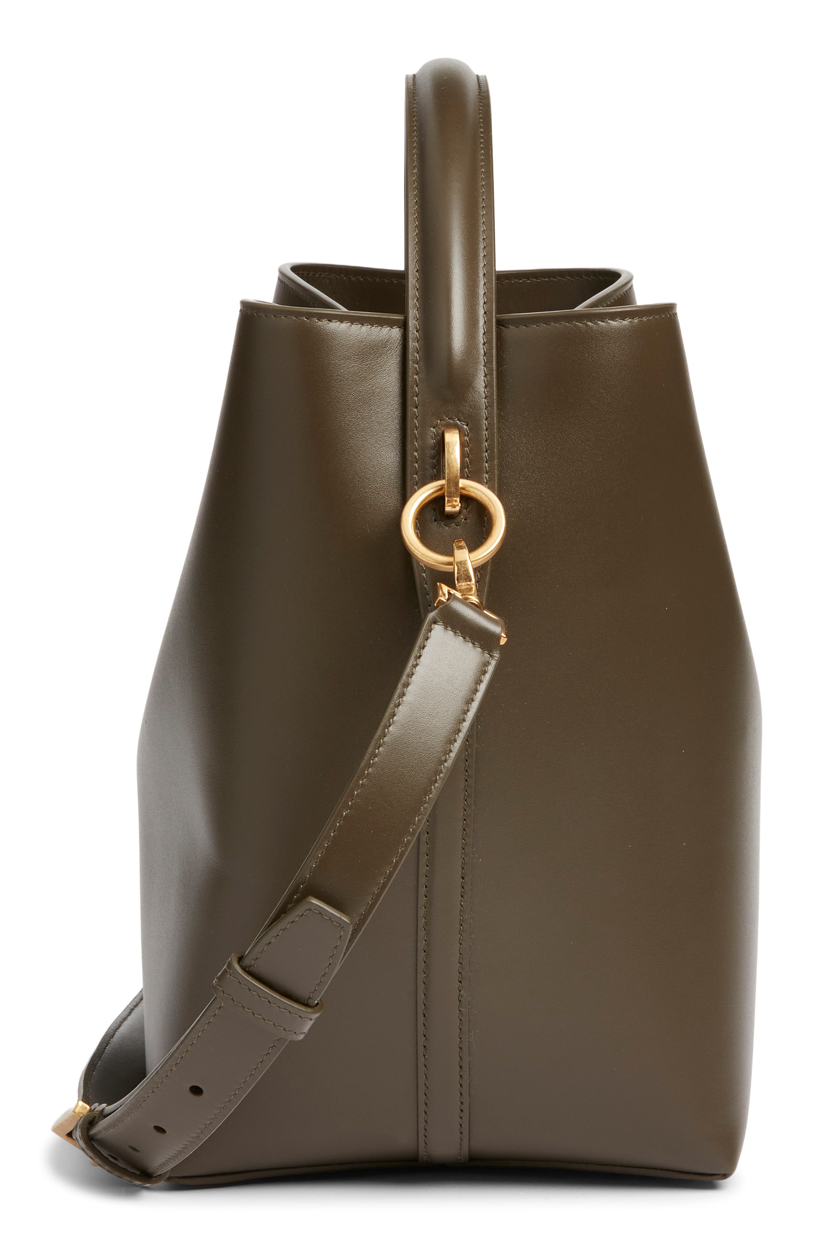 Saint Laurent Le 37 Leather Bucket Bag, Alternate, color, Deep Musk