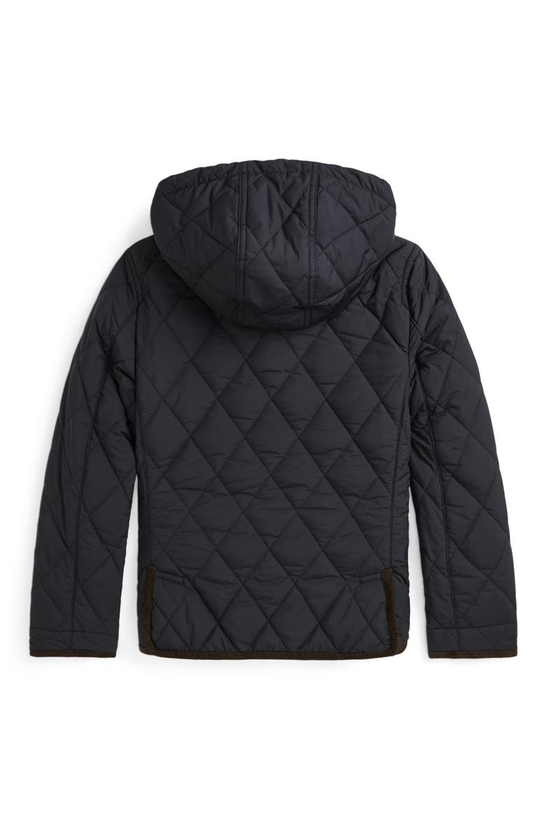 Kids' Quilted Hooded Barn Jacket, Alternate, color, BLACK