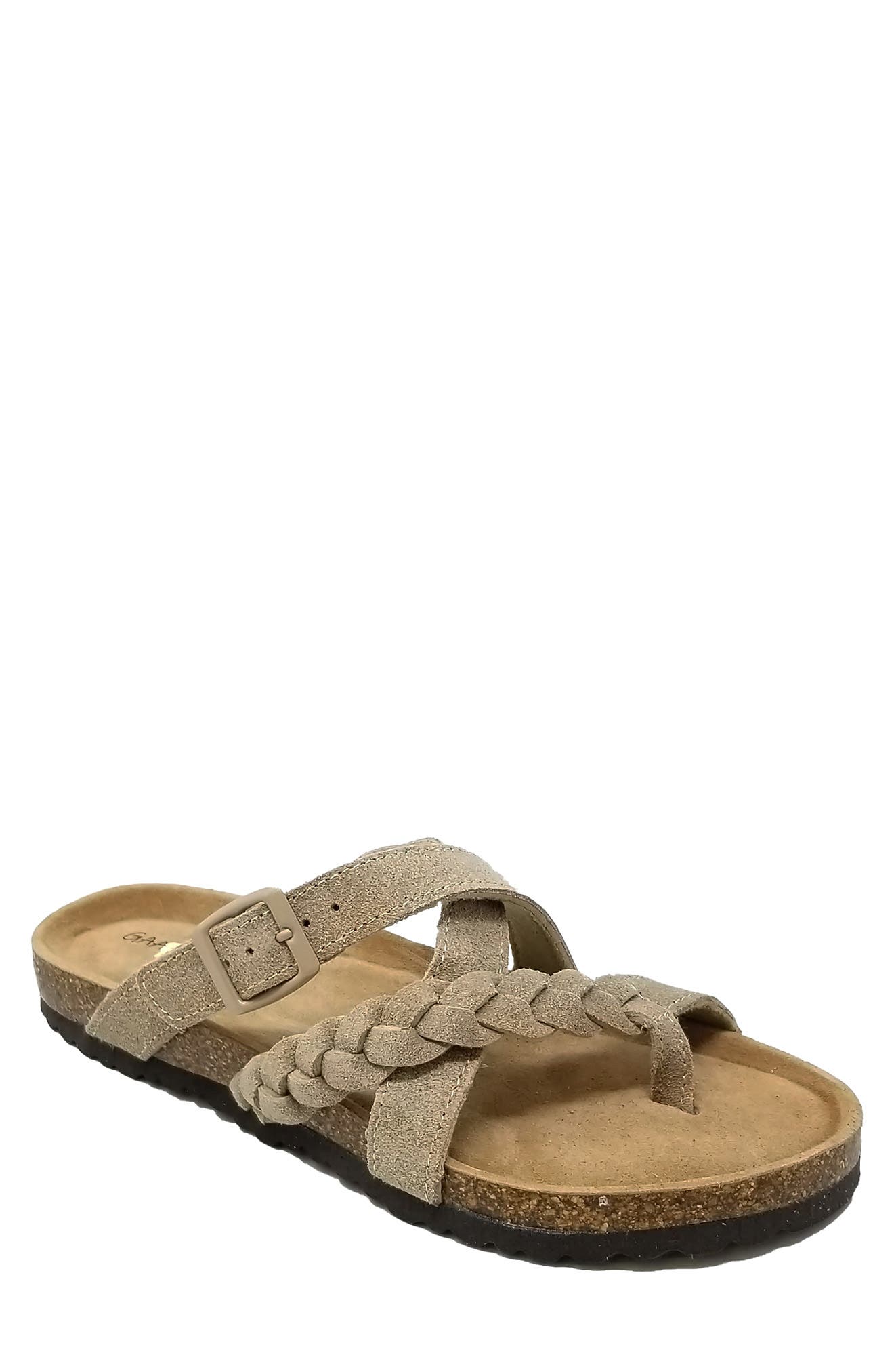 GAAHUU Suede Braided Crisscross Sandal, Main, color, Tan