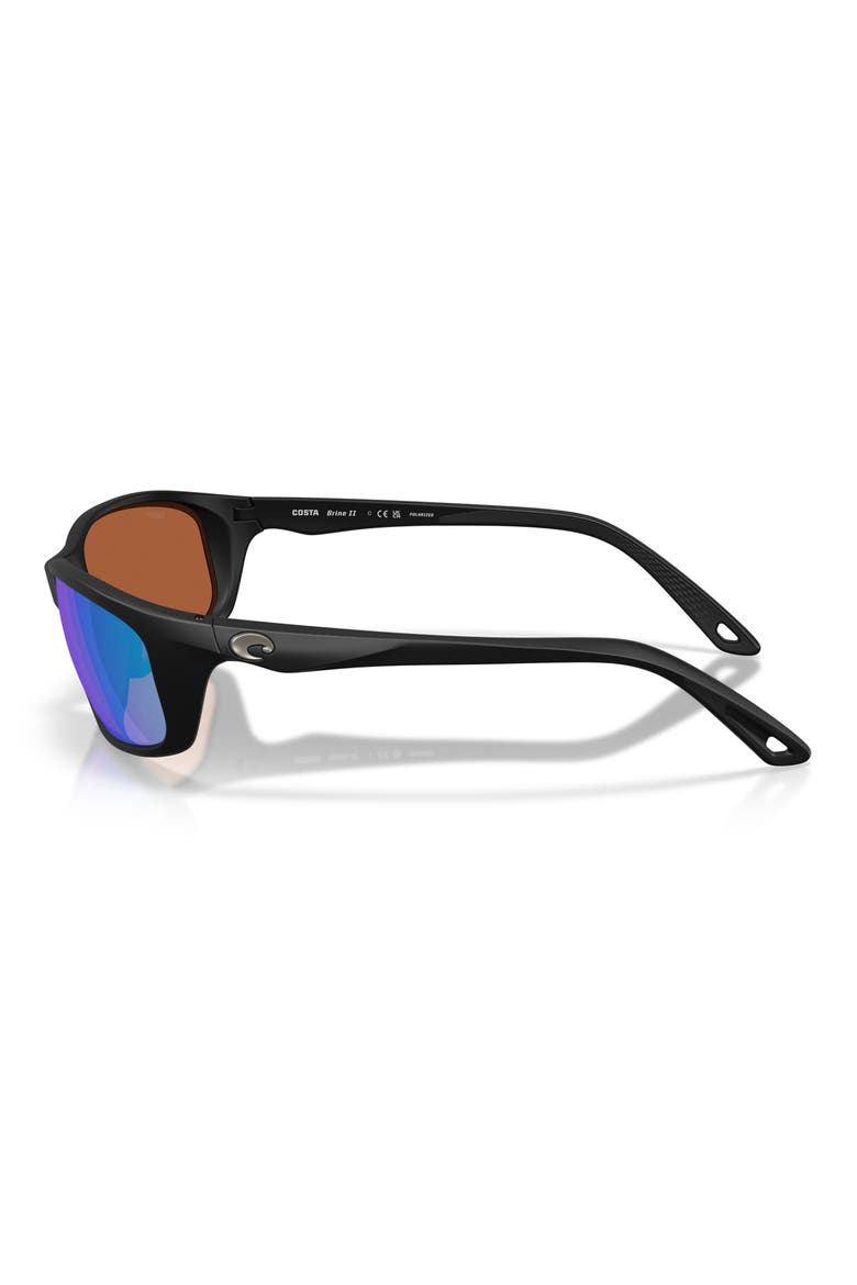 Brine II 59mm Polarized Rectangular Sunglasses, Alternate, color, BLACK / GREEN MIRROR