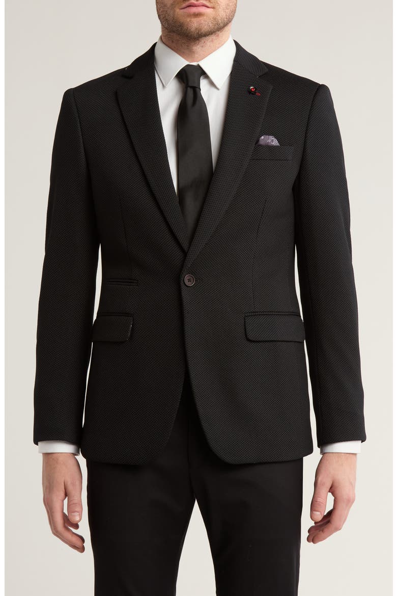 Slim Fit Knit Fashion Blazer, Main, color, BLACK