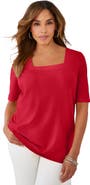 Jessica London Stretch Cotton Square Neck Tee