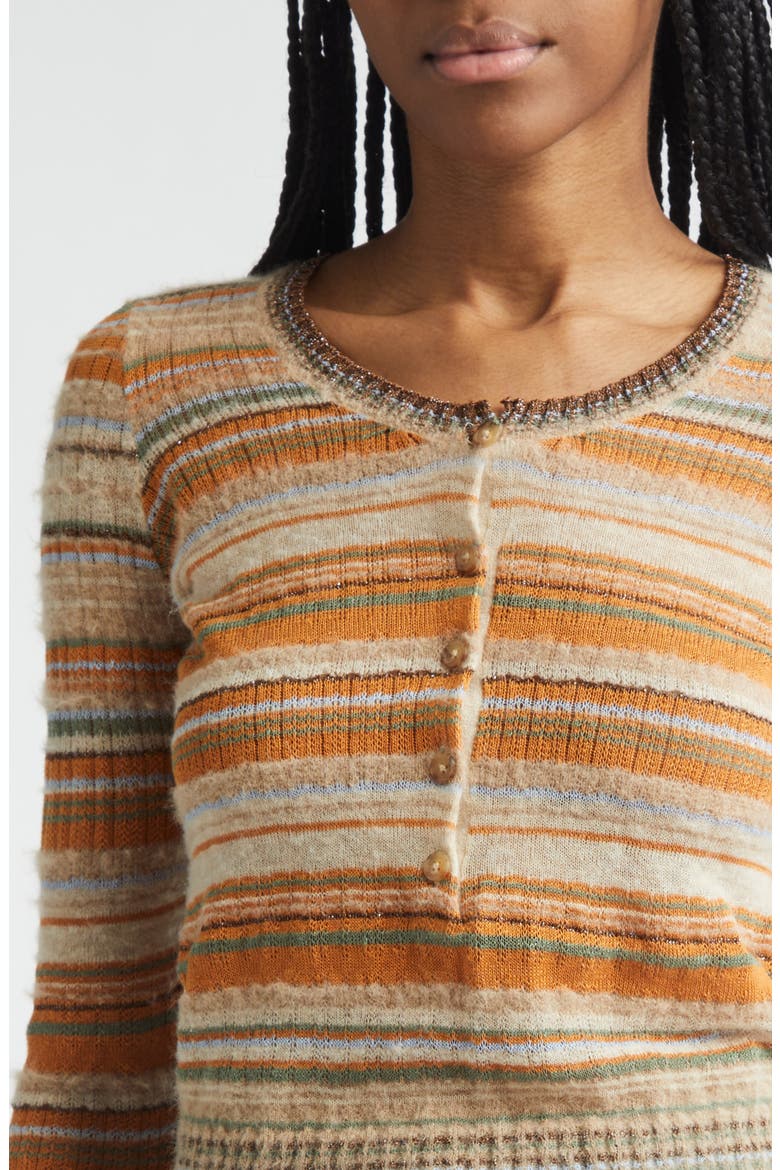 Frederica Striped Knit Sweater, Alternate, color, BEIGE