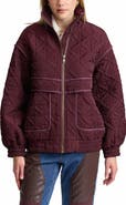Avec Les Filles Funnel Neck Quilted Bomber Jacket
