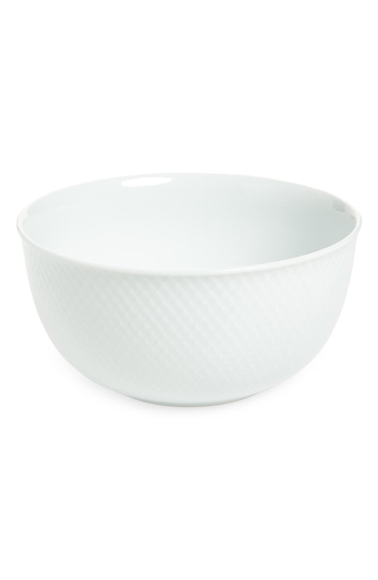 Lyngby Porcelaen Rhombe Serving Bowl, Main, color, White