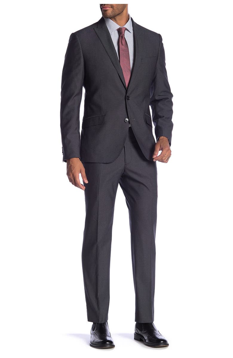 SAVILE ROW CO Essex Charcoal Slim Fit Suit Separate Pants - 30-34" Inseam, Alternate, color, 