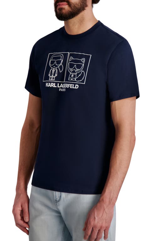 Karl Lagerfeld Paris Karl & Choupette Character Graphic T-shirt In Blue