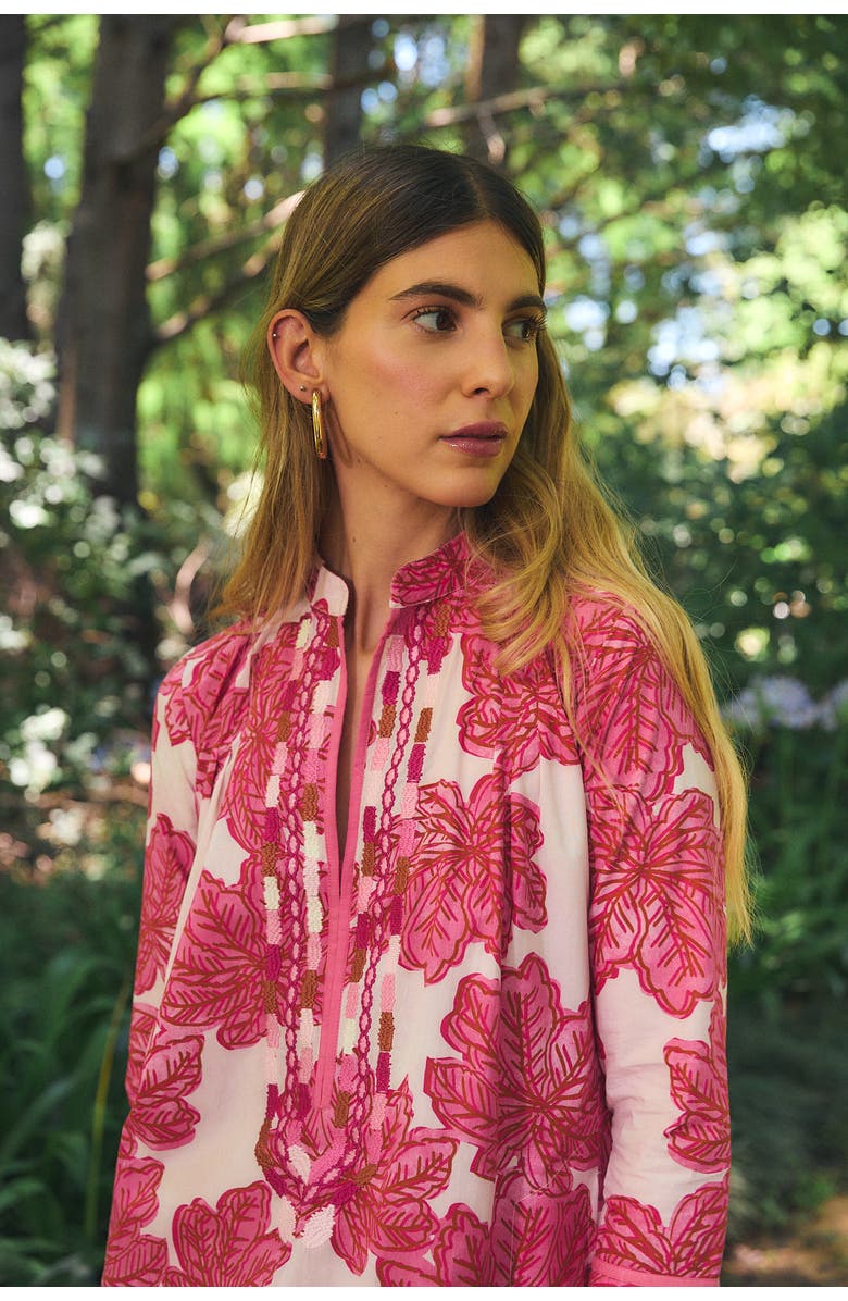 Ro's Garden Crispy Cotton Clorinda Long Kurta, Alternate, color, Pink Eenika