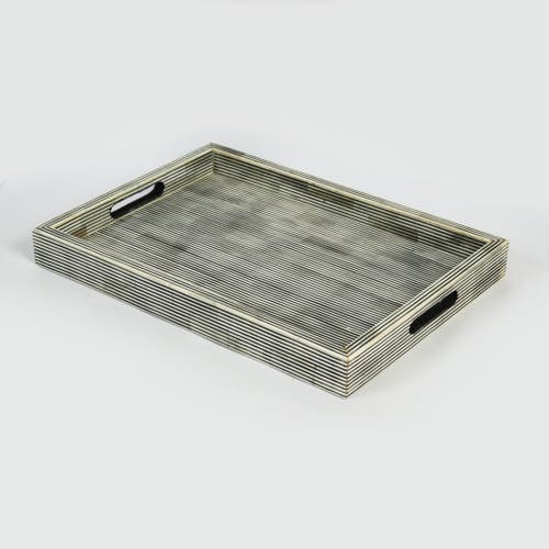 Mela Artisans Pinstripe Inlay Tray In Gray
