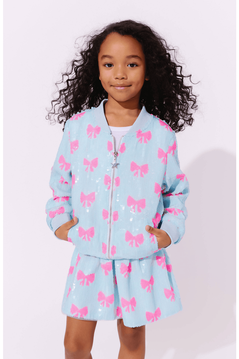 Pretty in Bows Sequin Bomber, Alternate, color, Blue