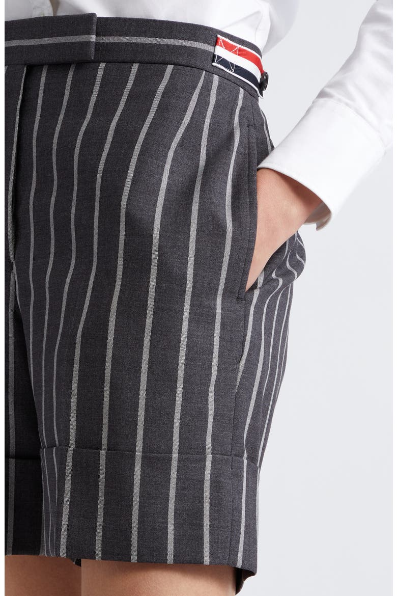 Side Tab Wool Straight Leg Shorts, Alternate, color, DARK GREY