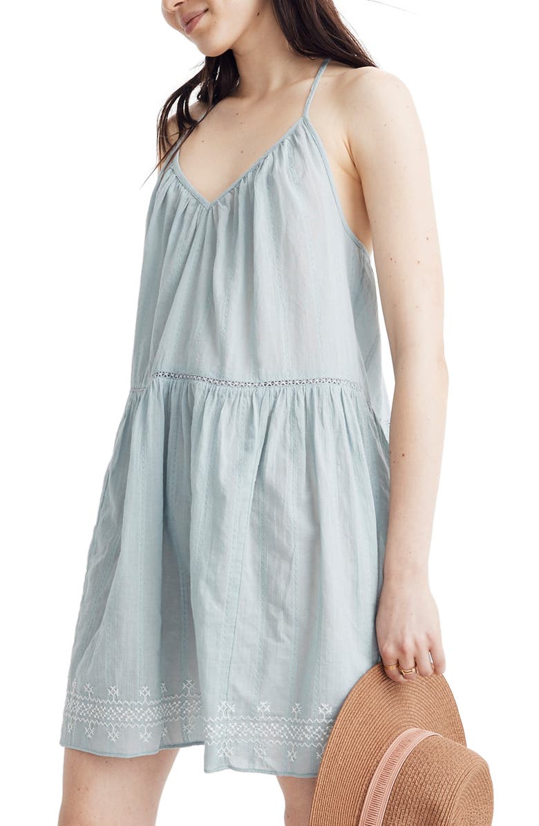 Madewell Embroidered Racerback Cover-Up Dress, Alternate, color, 