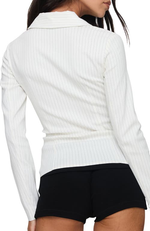 Princess Polly Bellar Pinstripe Zip Front Cotton Blend Top In White