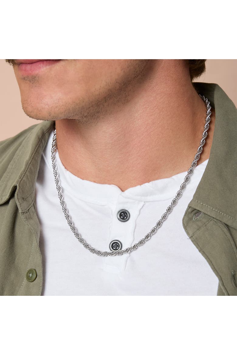Stainless Steel Rope Chain Necklace & Bracelet Set, Alternate, color, Silver