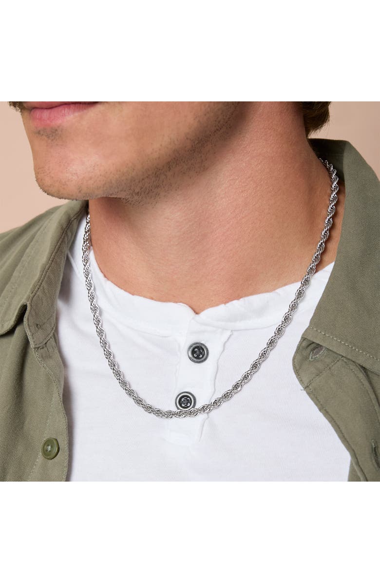 Lucky Brand Stainless Steel Rope Chain Necklace & Bracelet Set, Alternate, color, Silver