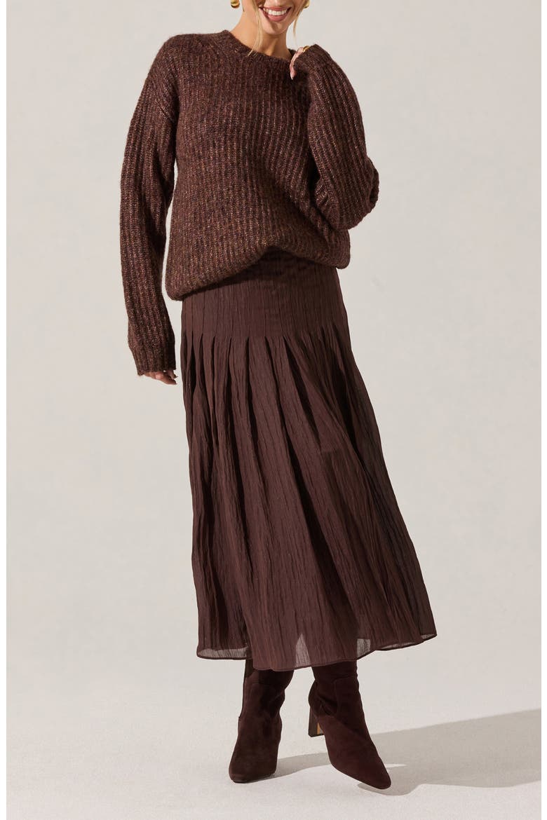 Daivini Metallic Pleated Skirt, Alternate, color, BROWN