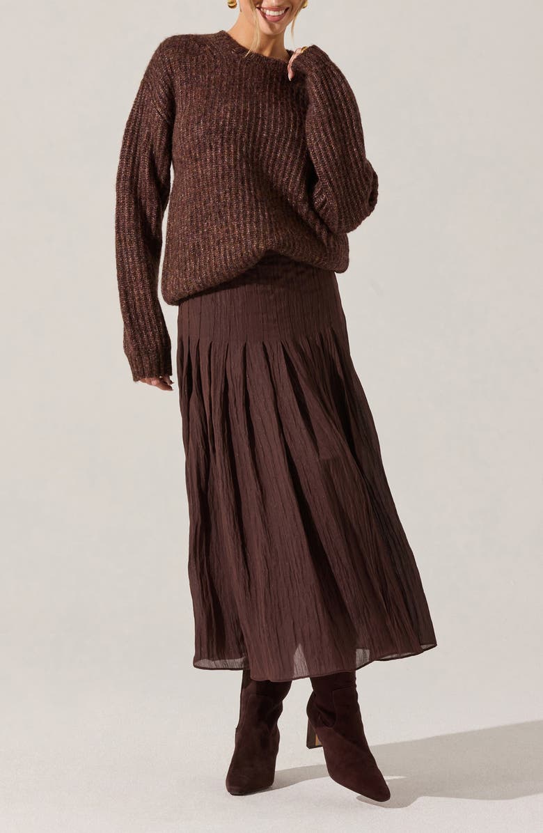 ASTR the Label Daivini Metallic Pleated Skirt, Alternate, color, Brown