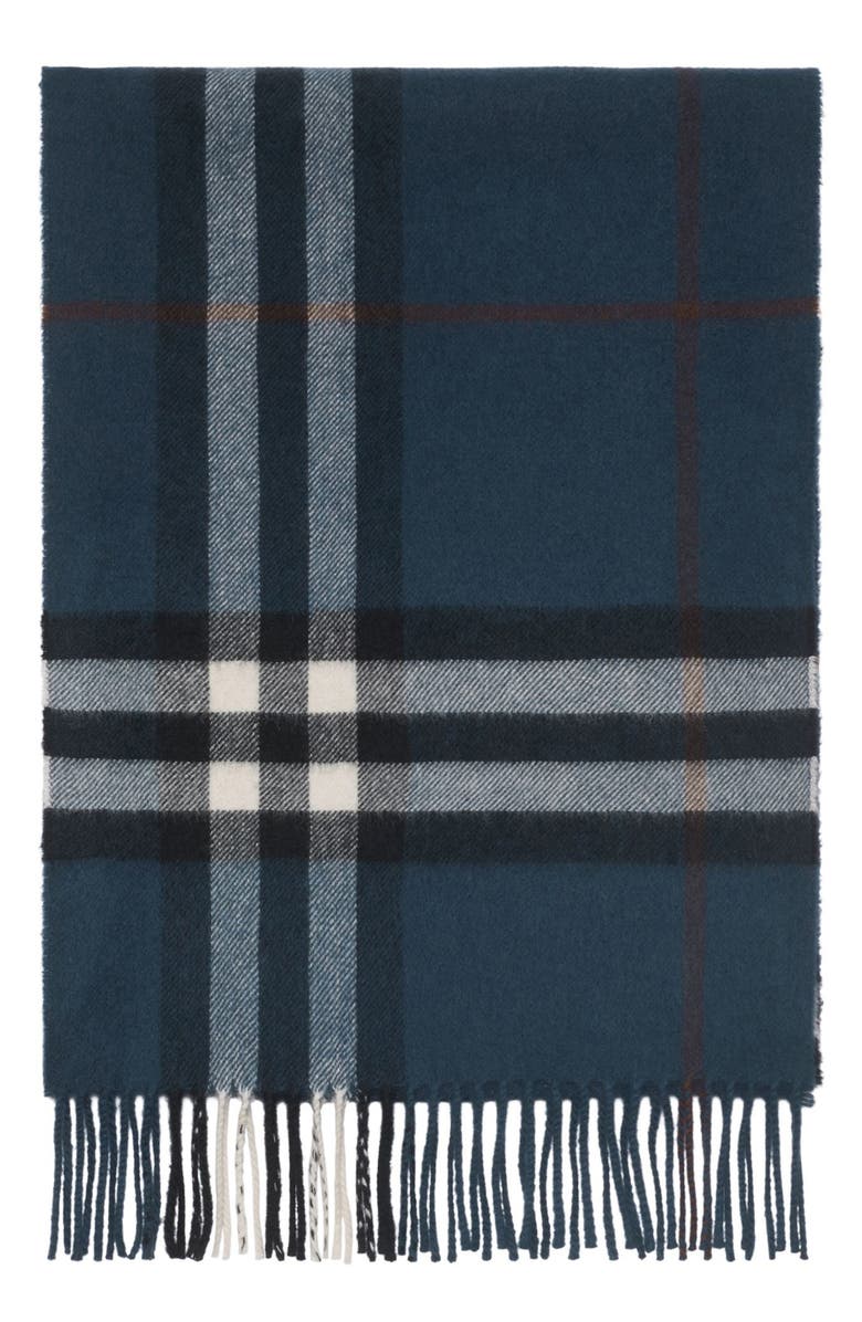 Burberry Giant Check Cashmere Scarf, Alternate, color, Mast Blue