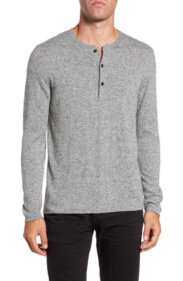 Billy Reid Speckled Henley Sweater, Main, color,