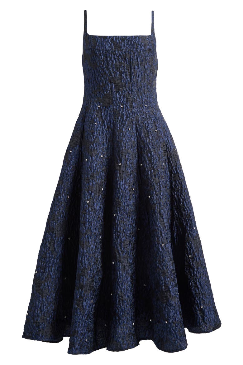 Maison Crystal Detail Floral Jacquard Cocktail Dress, Alternate, color, NAVY