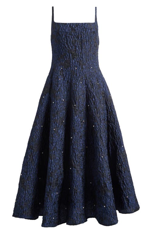 Sister Jane Maison Crystal Detail Floral Jacquard Cocktail Dress In Blue
