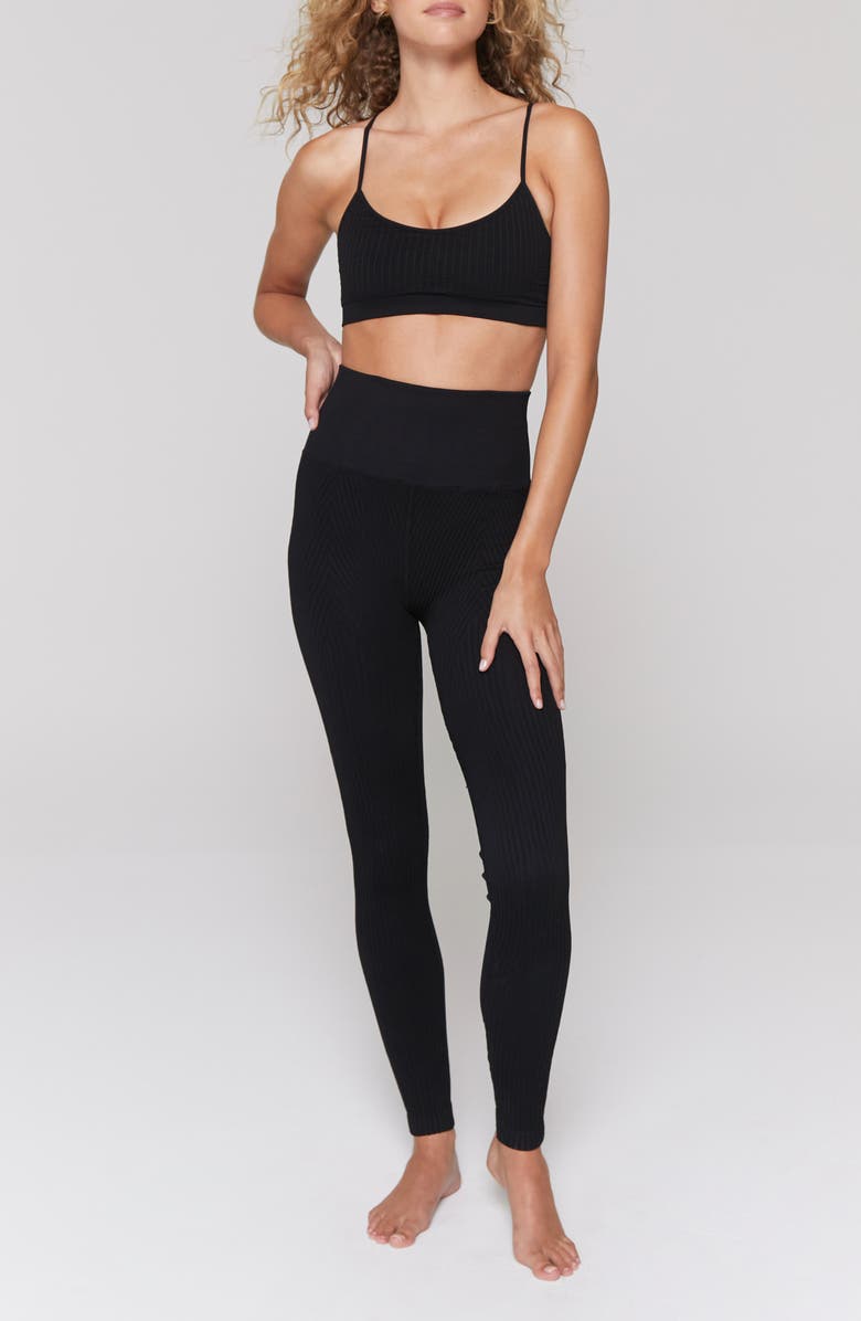 Spiritual Gangster Wide Rib Scoop Bra, Alternate, color, Black