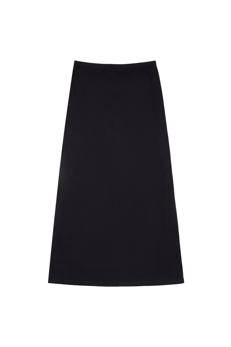 Long Pull On Elastic Waist Plaid Ribbon Skirt, Main, color, Black