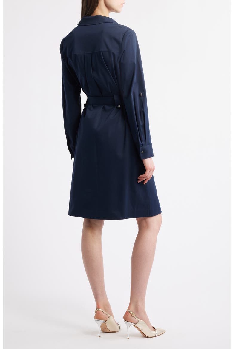 Long Sleeve Cotton Blend Shirtdress, Alternate, color, INDIGO