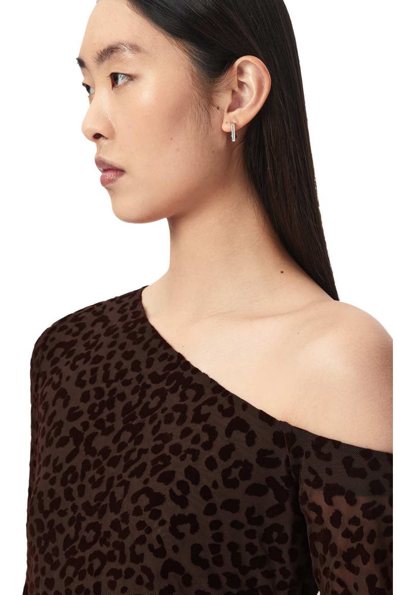 Mimi Off the Shoulder Leopard Print Top, Alternate, color, BROWN