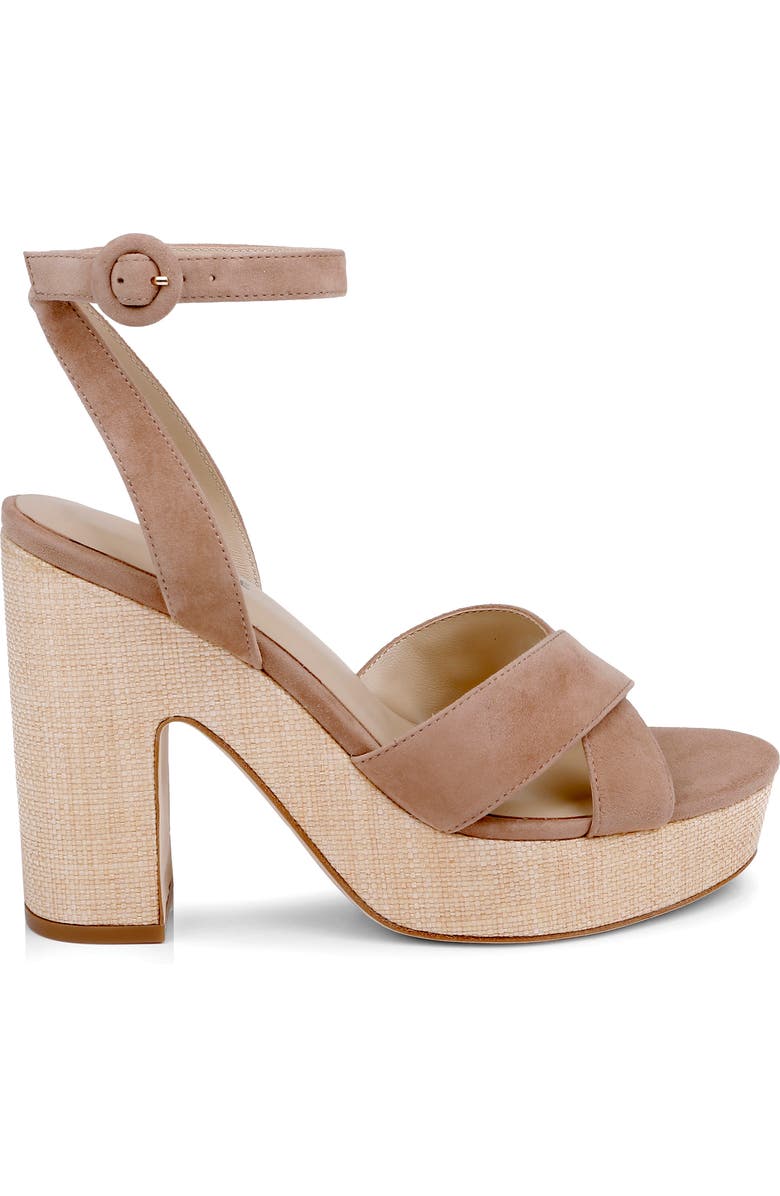 L'AGENCE Sandrine Ankle Strap Platform Sandal, Alternate, color, Cappuccino Suede