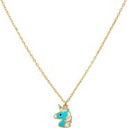 BY ADINA EDEN Kids Blue Unicorn Necklace 14K