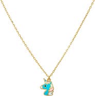 BY ADINA EDEN Kids Blue Unicorn Necklace 14K