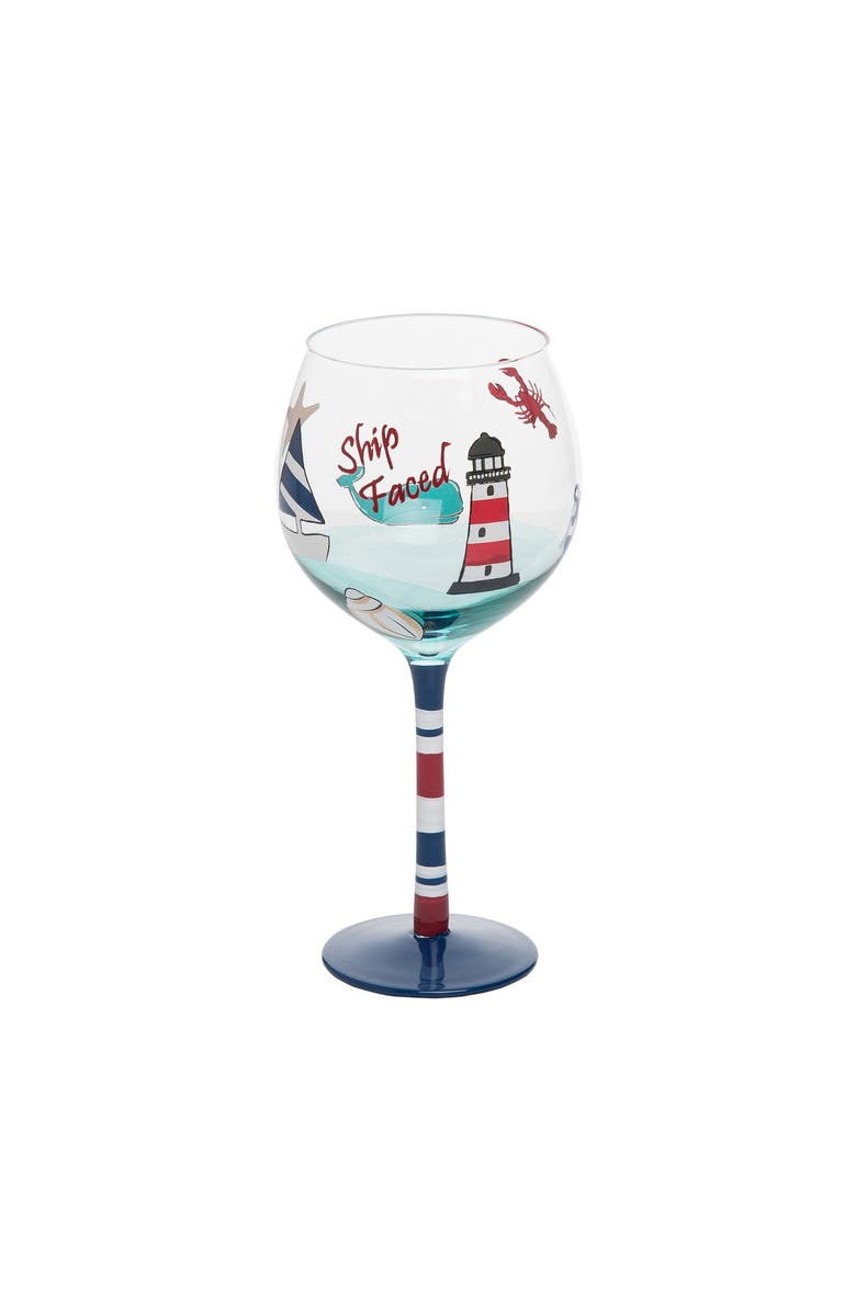 Beachcombers Lighthouse Harbor Drinking Glass 8.76", Main, color, Red