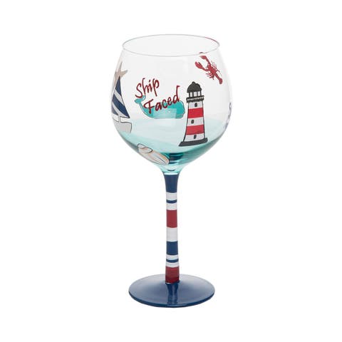Lighthouse Harbor Drinking Glass 8.76"