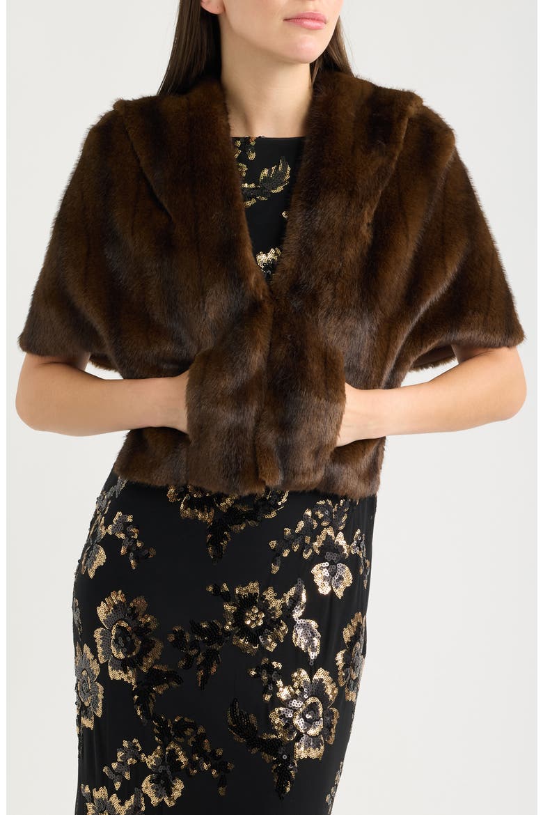 Faux Fur Capelet, Alternate, color, MINK