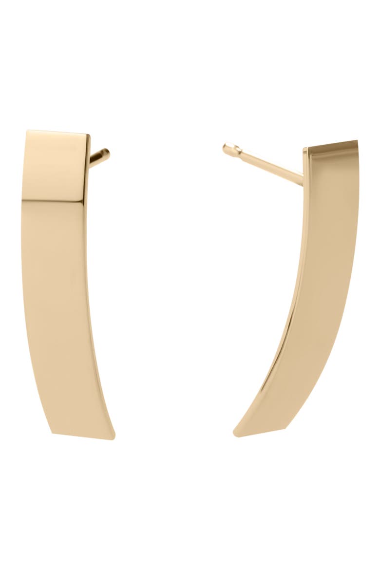 14K Gold Curved Tag Drop Earrings, Main, color, YELLOW