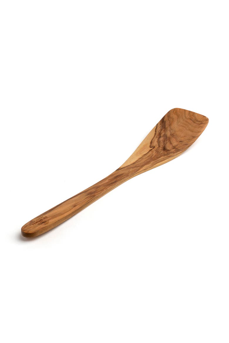 Handcrafted Olive Wood 12 Inch Curved Spatula, Main, color, Brown